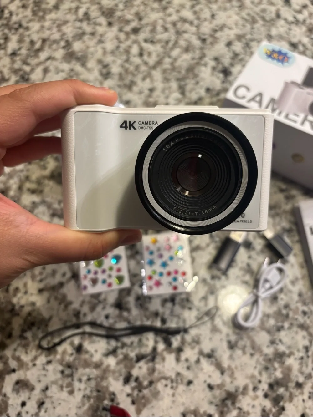 4K White Compact Digital Camera with Large Lens + COMES WITH A 32gb micro SD